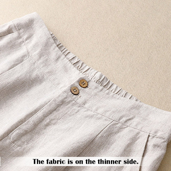 Buddha Stones Summer Casual Simple Design Linen Women's Wide Leg Pants With Zipper Pockets - image 12