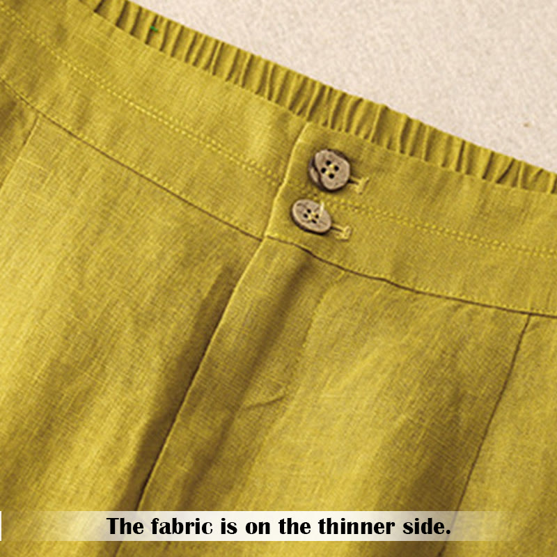 Buddha Stones Summer Casual Simple Zipper Design Linen Women's Wide Leg Pants With Pockets - image 51