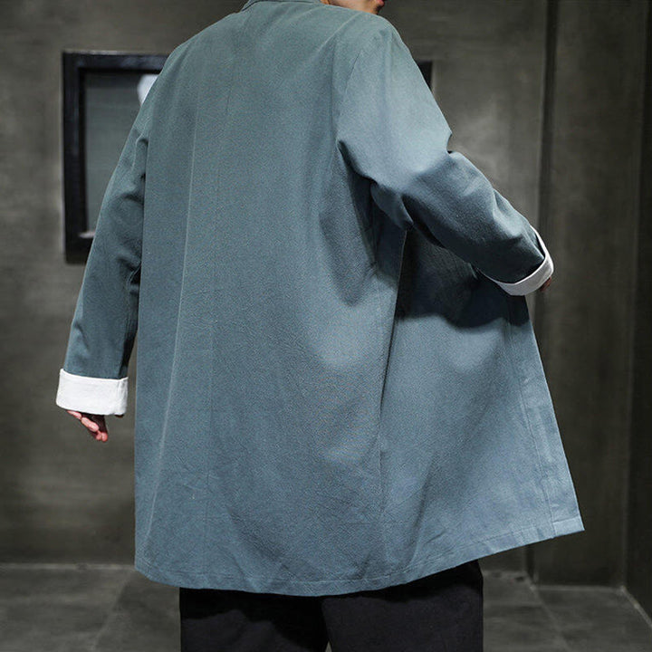 Buddha Stones Spring Long Sleeve Open Front Men's Cotton Linen Zen Jacket Kimono - image 18