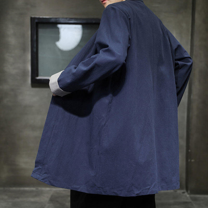 Buddha Stones Spring Long Sleeve Open Front Men's Cotton Linen Zen Jacket Kimono - image 1