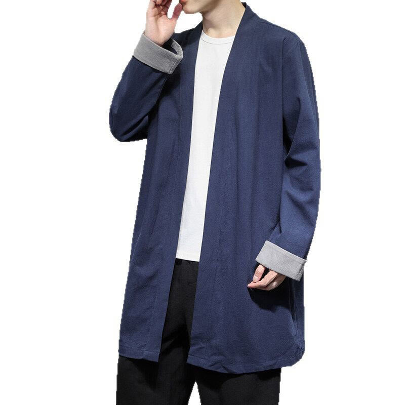 Buddha Stones Spring Long Sleeve Open Front Men's Cotton Linen Zen Jacket Kimono - image 7