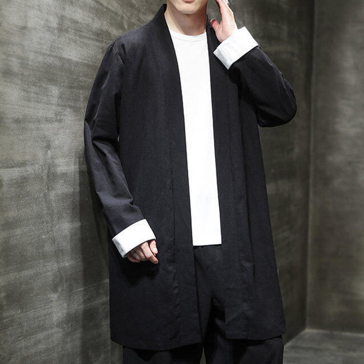 Buddha Stones Spring Long Sleeve Open Front Men's Cotton Linen Zen Jacket Kimono - image 12
