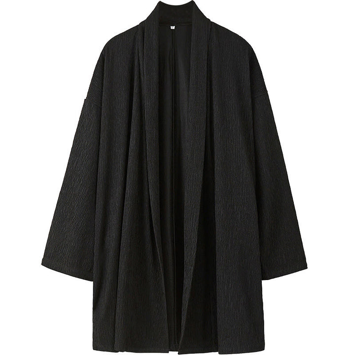 Buddha Stones Spring Pure Color Open Front Cotton Linen Men's Long Sleeve Jacket Kimono - image 9
