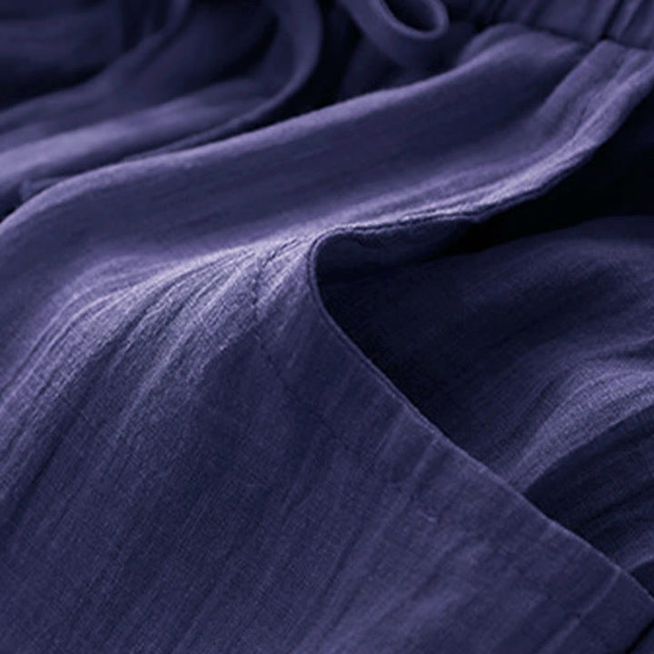 Buddha Stones Spring Pure Color Drawstring Double Layer Women's Wide Leg Pants With Pockets - image 19