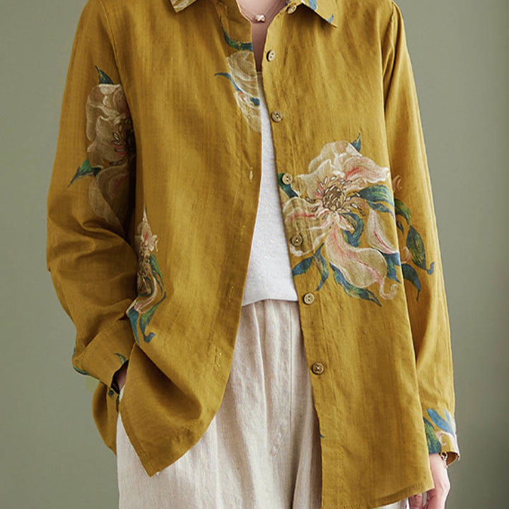 Buddha Stones Literary Artistic Flower Print Cotton Clothing - image 3