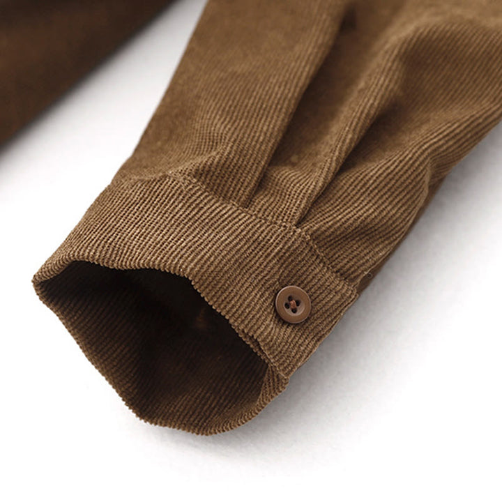 Buddha Stones Button Design Cotton Corduroy Peter Pan Collar Long Sleeve Midi Dress With Pockets - image 9