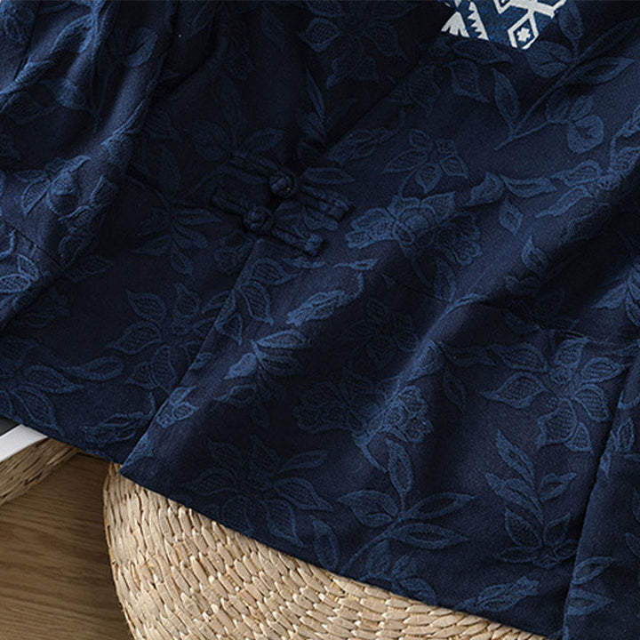 Buddha Stones Casual Jacquard Frog-Button Women's Cotton Linen Long Sleeve Shirt - image 8