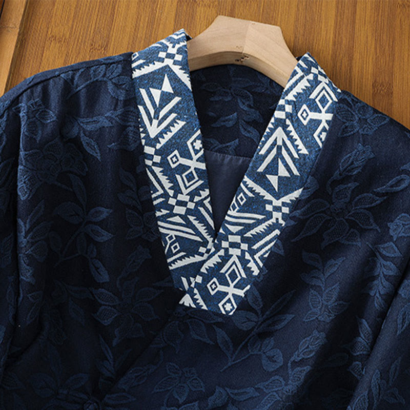 Buddha Stones Casual Jacquard Frog-Button Women's Cotton Linen Long Sleeve Shirt - image 1