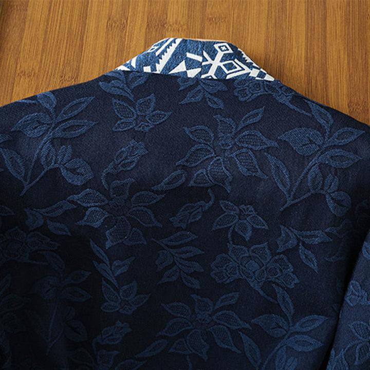 Buddha Stones Casual Jacquard Frog-Button Women's Cotton Linen Long Sleeve Shirt - image 5