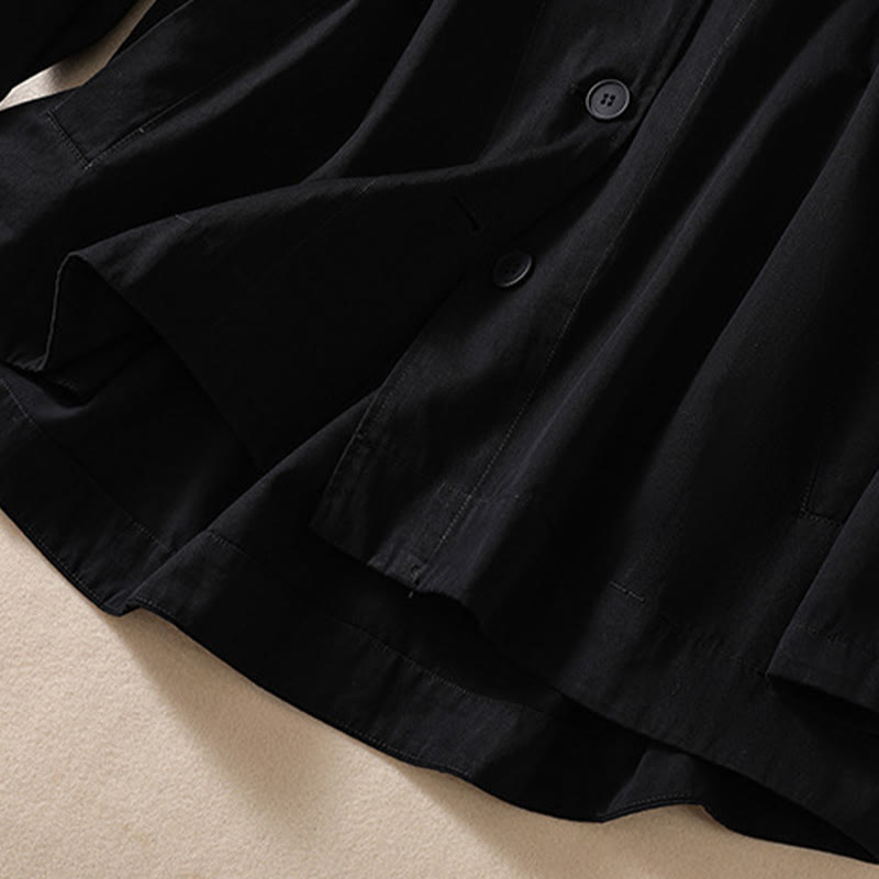 Buddha Stones Pure Color Hooded Women's Long Sleeve Cotton Jacket With Pockets - image 11