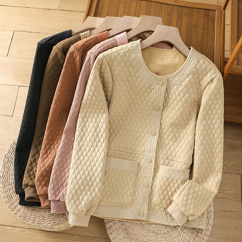 Buddha Stones Retro Plain Women's Cotton Long Sleeve Jacket With Pockets - image 36