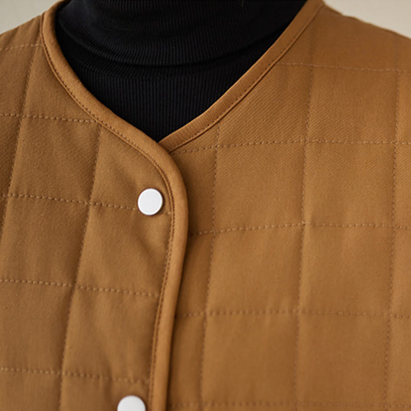 Buddha Stones Retro Plain Women's Thick Cotton Long Sleeve Coat Jacket With Pockets - image 33