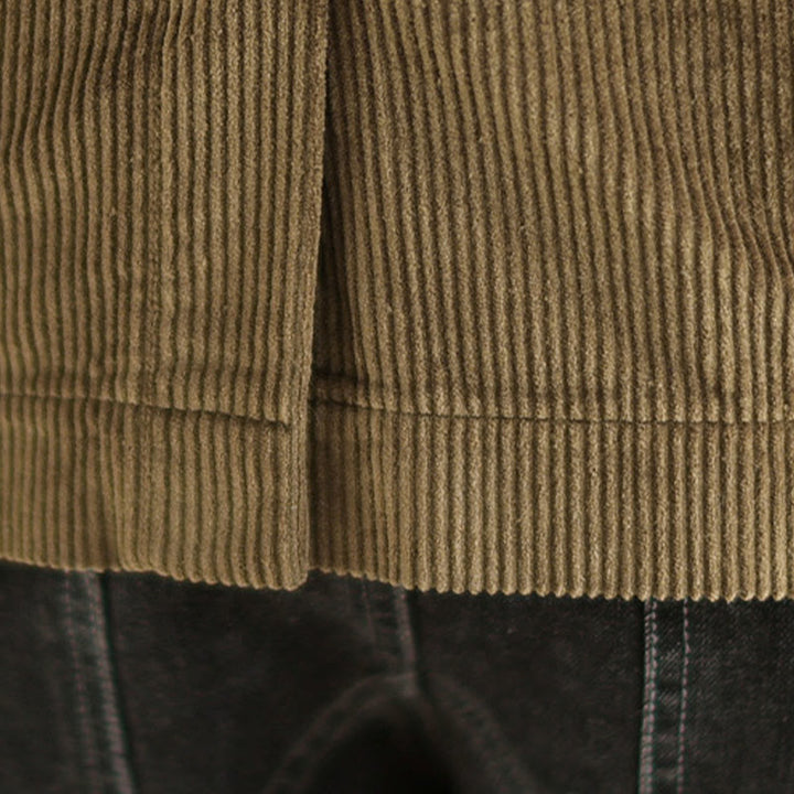 Buddha Stones Retro Plain Women's Cotton Long Sleeve Corduroy Jacket With Pockets - image 10