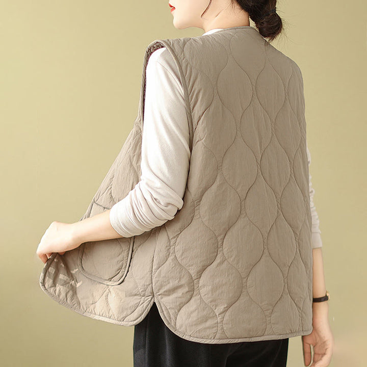 Buddha Stones Double-sided Style Women's Viscose Fiber Sleeveless Vest Waistcoat With Pockets - image 3