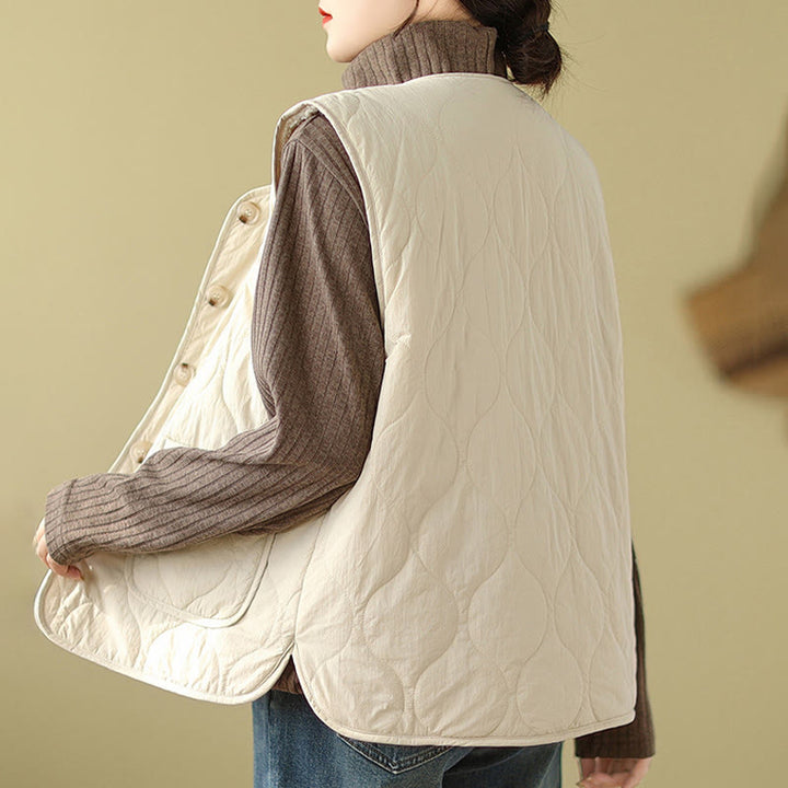 Buddha Stones Double-sided Style Women's Viscose Fiber Sleeveless Vest Waistcoat With Pockets - image 12
