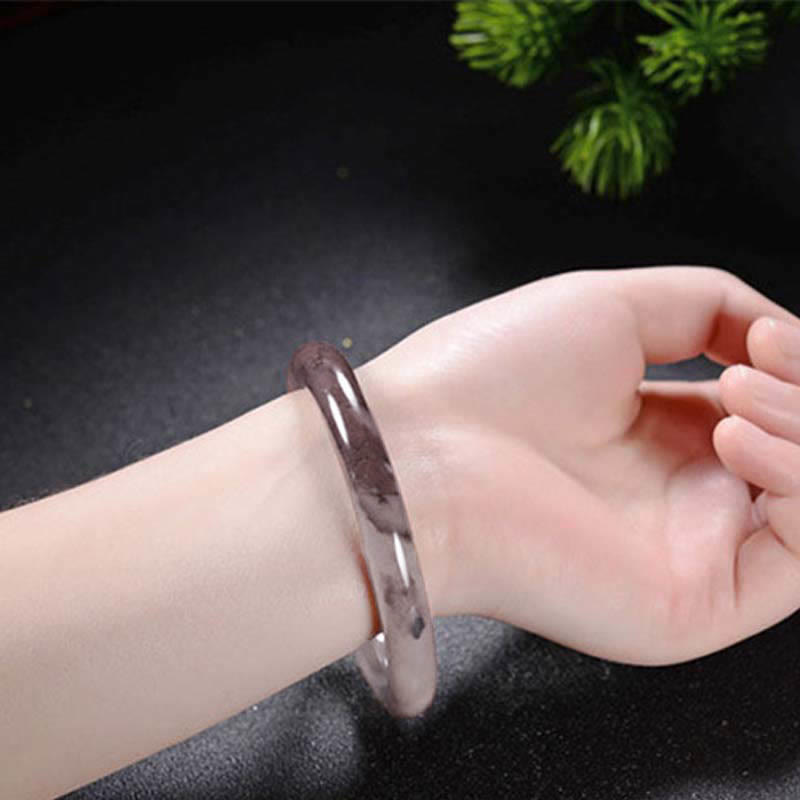 Buddha Stones Purple Golden Silk Jade Wealth Bracelet Bangle - image 2