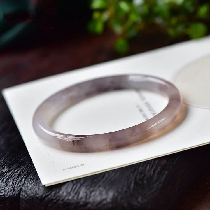 Buddha Stones Purple Golden Silk Jade Wealth Bracelet Bangle - image 3