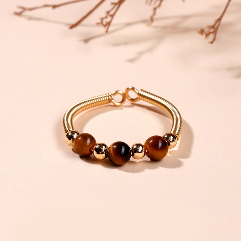 Buddha Stones Natural Stone Bead Alloy Healing Open Ring - Tiger Eye(Adjustable) - image 11