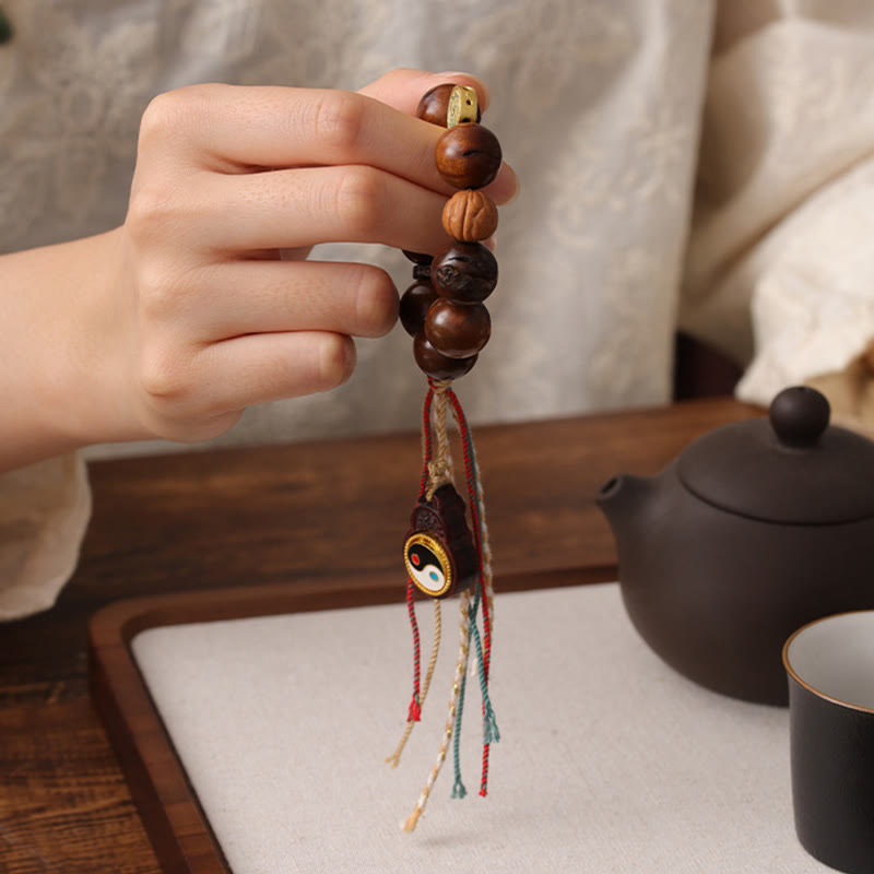 Buddha Stones Tibet Lightning Struck Jujube Wood Yin Yang Luck Bracelet - image 9