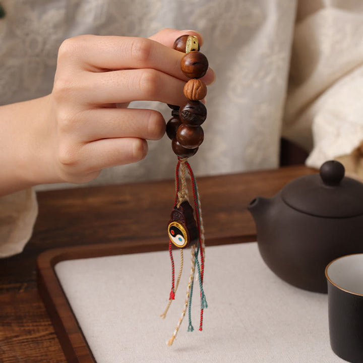 Buddha Stones Tibet Lightning Struck Jujube Wood Yin Yang Luck Bracelet - image 9