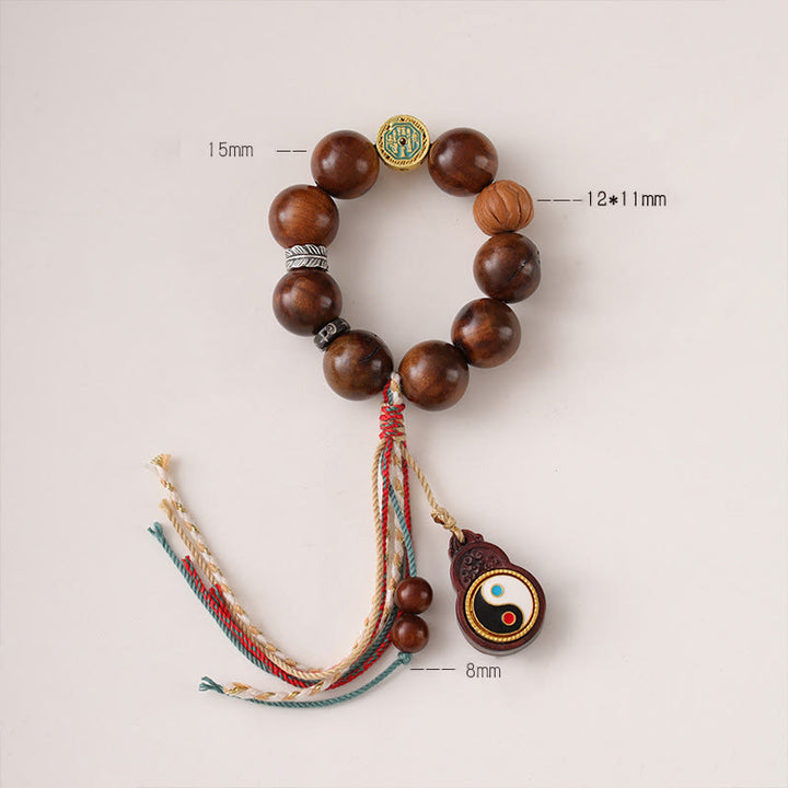 Buddha Stones Tibet Lightning Struck Jujube Wood Yin Yang Luck Bracelet - image 7