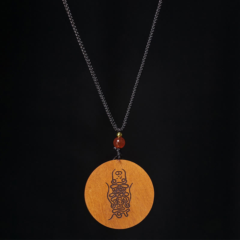 Buddha Stones Lightning Struck Jujube Wood Yin Yang Bagua Luck Necklace Pendant - image 10