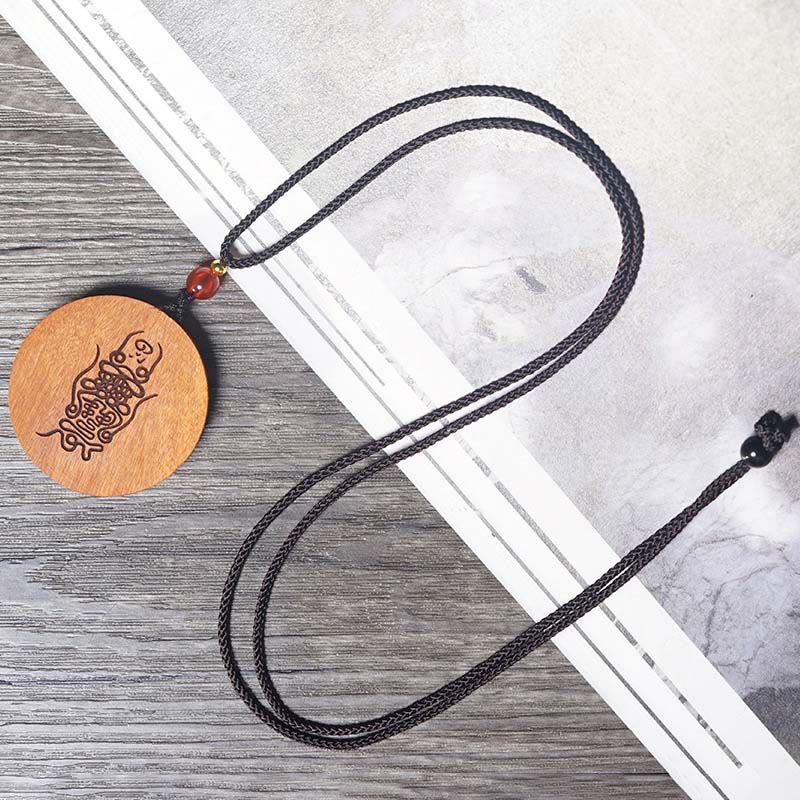 Buddha Stones Lightning Struck Jujube Wood Yin Yang Bagua Luck Necklace Pendant - image 9