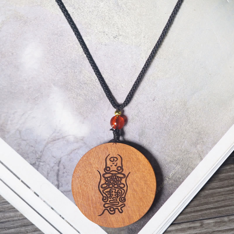 Buddha Stones Lightning Struck Jujube Wood Yin Yang Bagua Luck Necklace Pendant - image 11