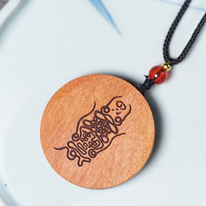 Buddha Stones Lightning Struck Jujube Wood Yin Yang Bagua Luck Necklace Pendant - image 12