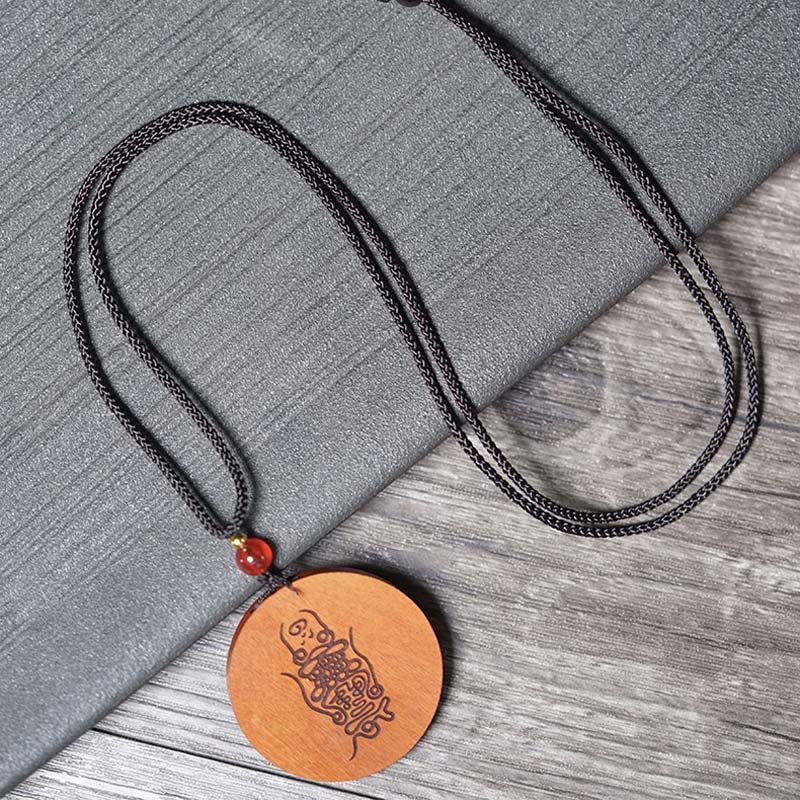 Buddha Stones Lightning Struck Jujube Wood Yin Yang Bagua Luck Necklace Pendant - image 4