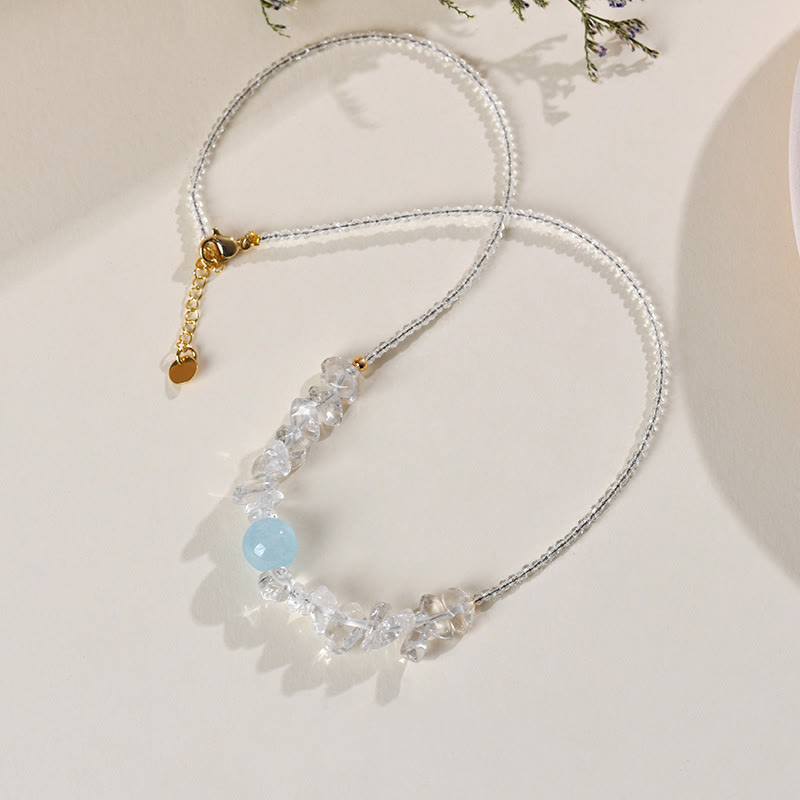 Buddha Stones Irregular White Crystal Aquamarine Bead Healing Necklace Pendant - image 2