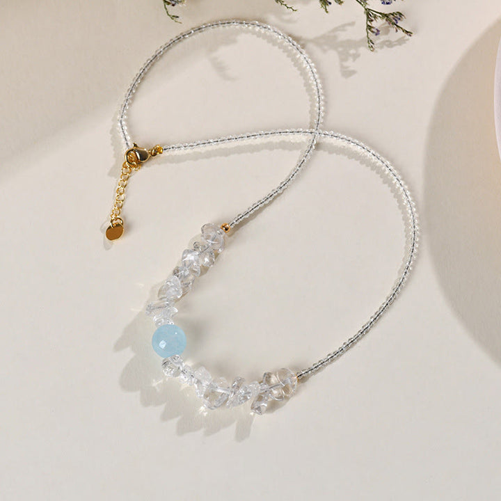 Buddha Stones Irregular White Crystal Aquamarine Bead Healing Necklace Pendant - image 2