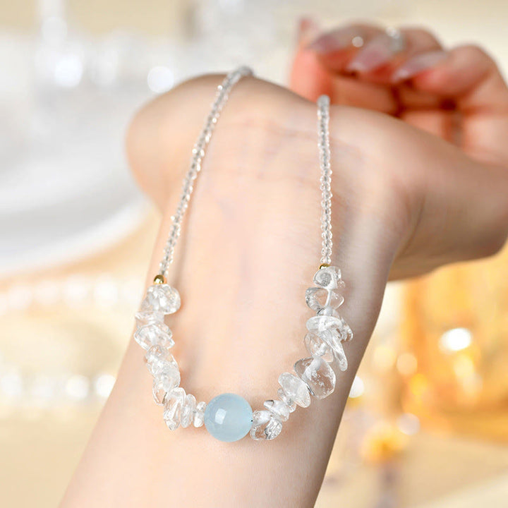 Buddha Stones Irregular White Crystal Aquamarine Bead Healing Necklace Pendant - image 3