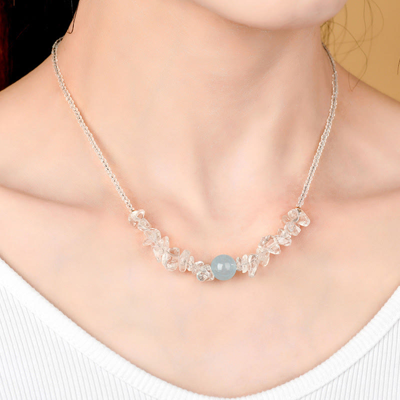 Buddha Stones Irregular White Crystal Aquamarine Bead Healing Necklace Pendant - image 4