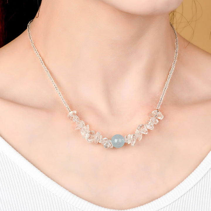 Buddha Stones Irregular White Crystal Aquamarine Bead Healing Necklace Pendant - image 4