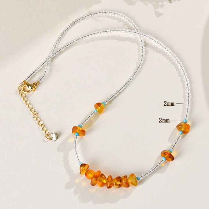 Buddha Stones White Crystal Bead Irregular Amber Clarity Necklace Pendant - image 7