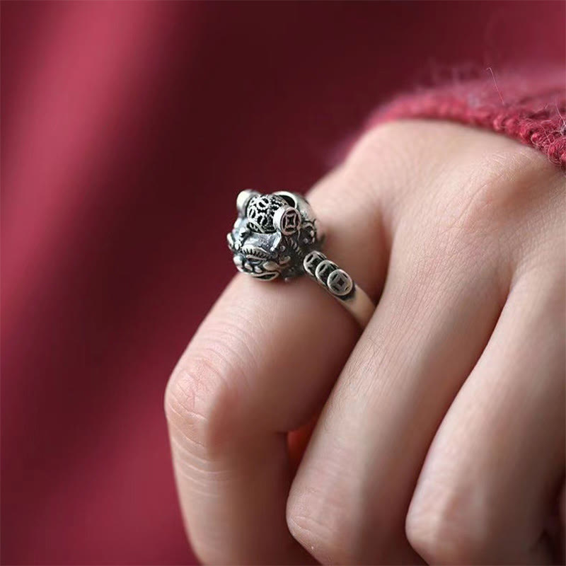 Buddha Stones Lucky FengShui PiXiu Copper Coin Rotatable Ring - image 1