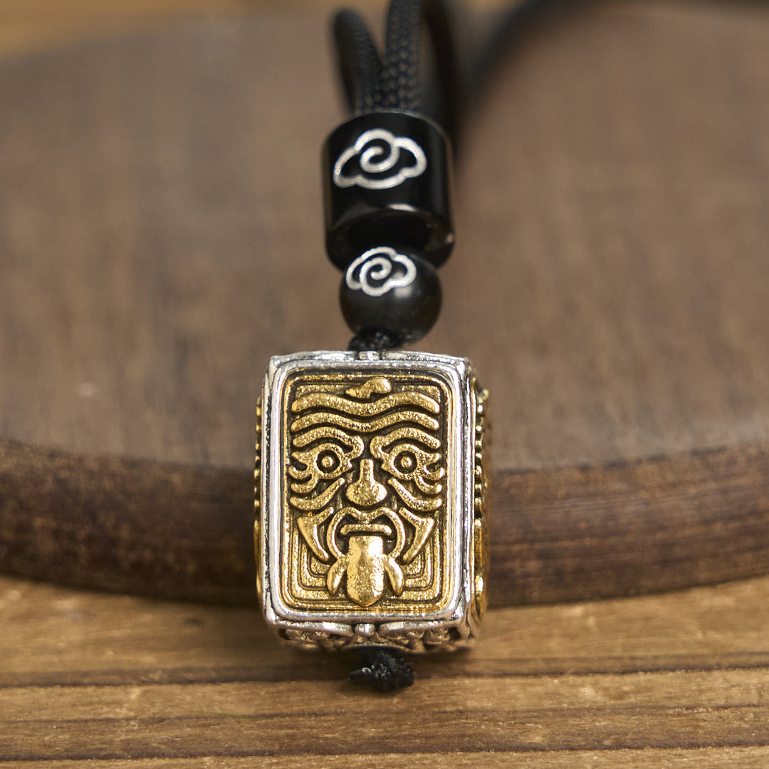 Buddha Stones Tibetan Zakiram Goddess Of Wealth Protection Rope Square Necklace Pendant - image 2
