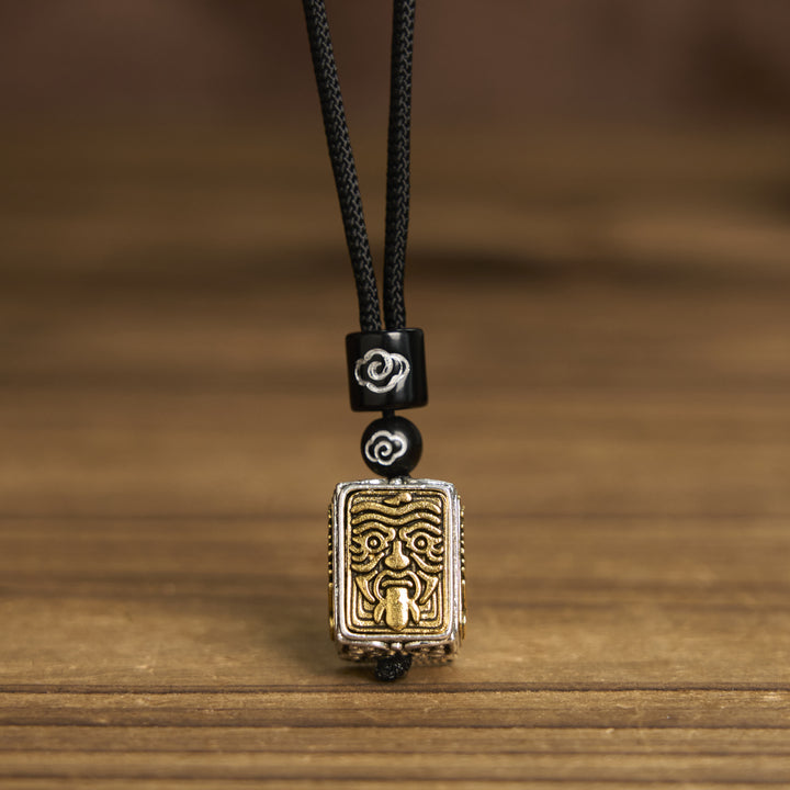 Buddha Stones Tibetan Zakiram Goddess Of Wealth Protection Rope Square Necklace Pendant - image 1