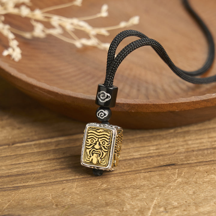 Buddha Stones Tibetan Zakiram Goddess Of Wealth Protection Rope Square Necklace Pendant - Zakiram - image 0