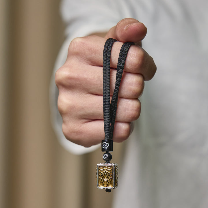 Buddha Stones Tibetan Zakiram Goddess Of Wealth Protection Rope Square Necklace Pendant - image 5