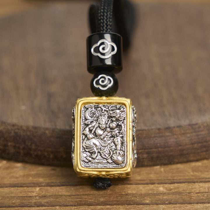 Buddha Stones Tibetan Zakiram Goddess Of Wealth Protection Rope Square Necklace Pendant - image 7