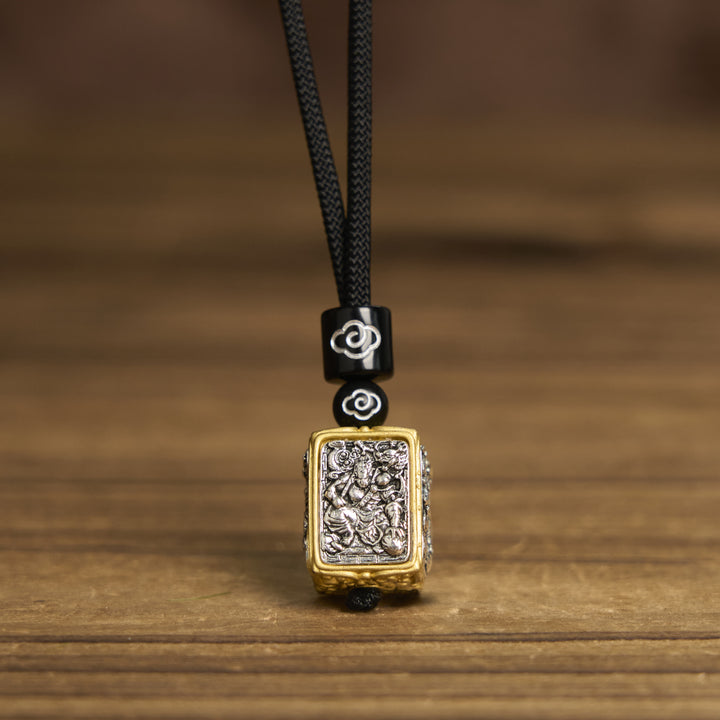 Buddha Stones Tibetan Zakiram Goddess Of Wealth Protection Rope Square Necklace Pendant - image 8