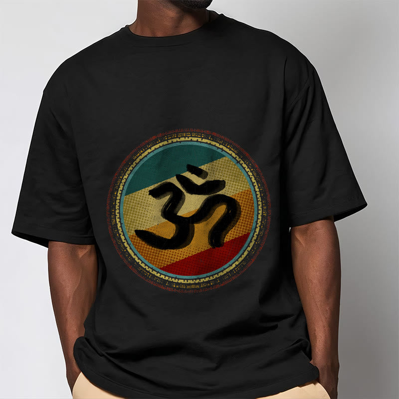 Buddha Stones Vibrant Color Simple Circular Mandala Pattern Om Symbol Tee Cotton T-shirt - image 5