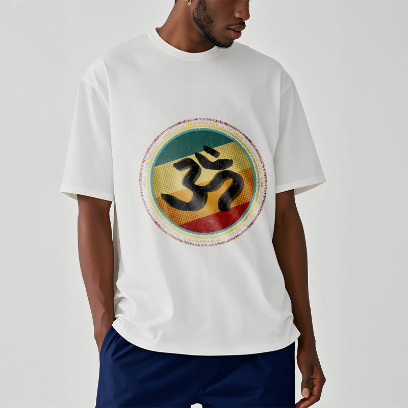 Buddha Stones Vibrant Color Simple Circular Mandala Pattern Om Symbol Tee Cotton T-shirt - image 1