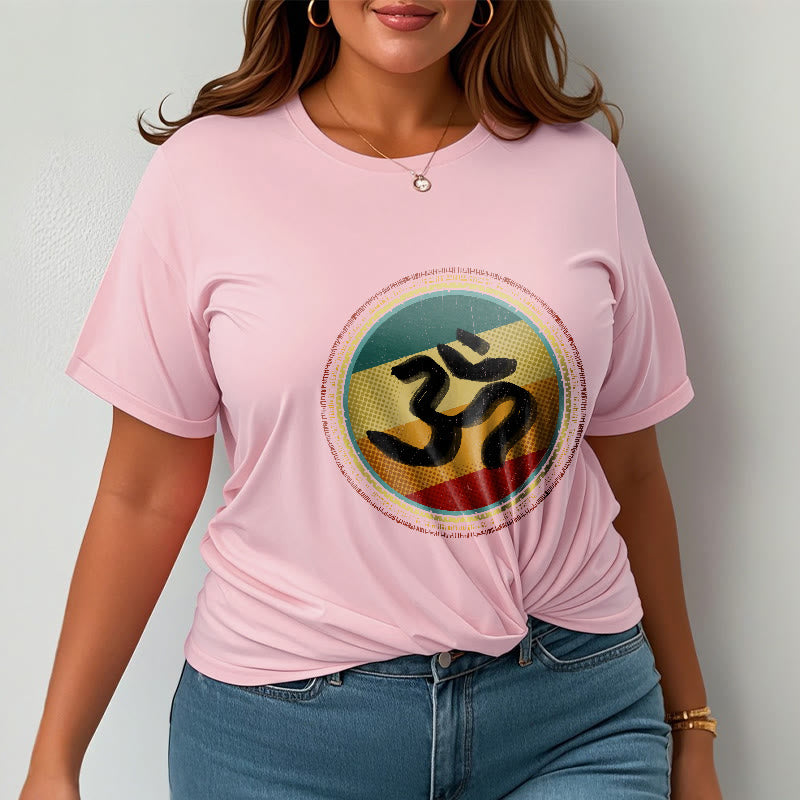 Buddha Stones Vibrant Color Simple Circular Mandala Pattern Om Symbol Tee Cotton T-shirt - image 13