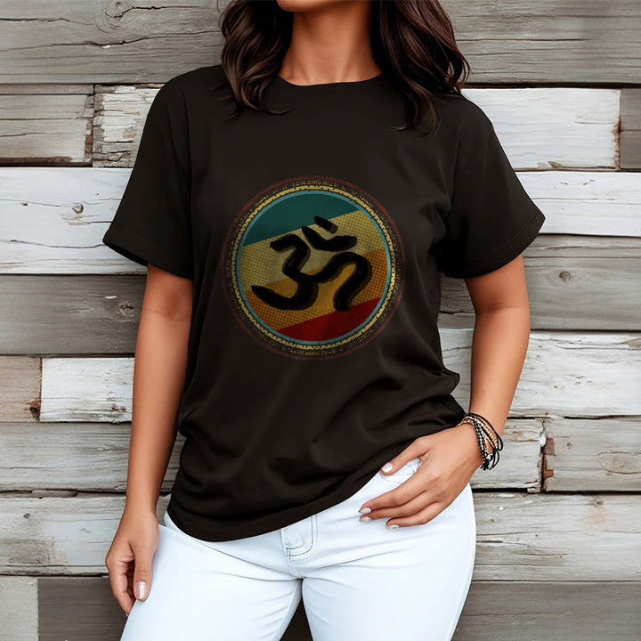 Buddha Stones Vibrant Color Simple Circular Mandala Pattern Om Symbol Tee Cotton T-shirt - image 7