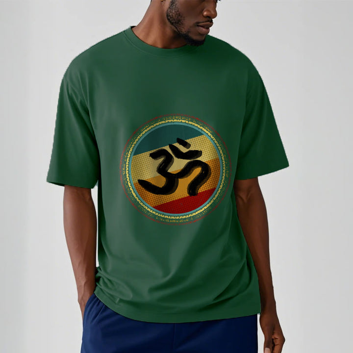Buddha Stones Vibrant Color Simple Circular Mandala Pattern Om Symbol Tee Cotton T-shirt - image 11
