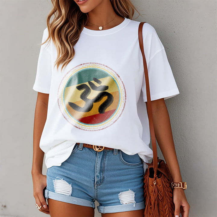 Buddha Stones Vibrant Color Simple Circular Mandala Pattern Om Symbol Tee Cotton T-shirt - image 2