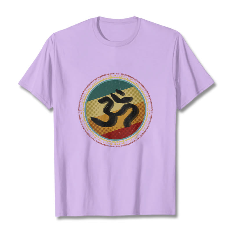 Buddha Stones Vibrant Color Simple Circular Mandala Pattern Om Symbol Tee Cotton T-shirt - Plum - 2XL - image 16